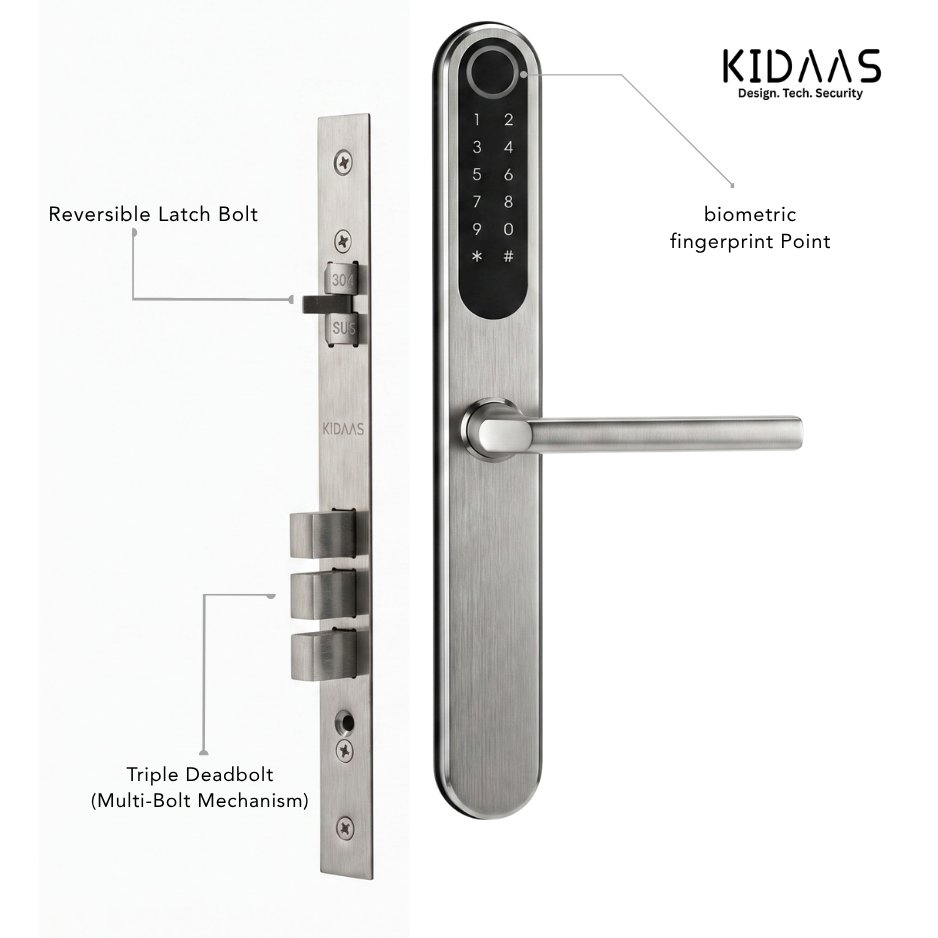 Kidaas Stainless Steel Slim Smart Lock KDM-7502 - Image 4