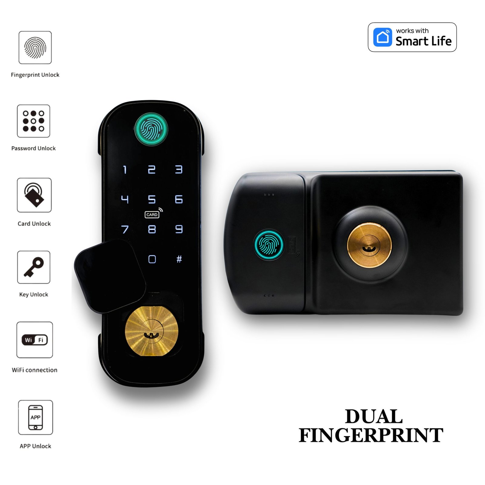 Kidaas Smart Electric Gate Lock Dual Fingerprint