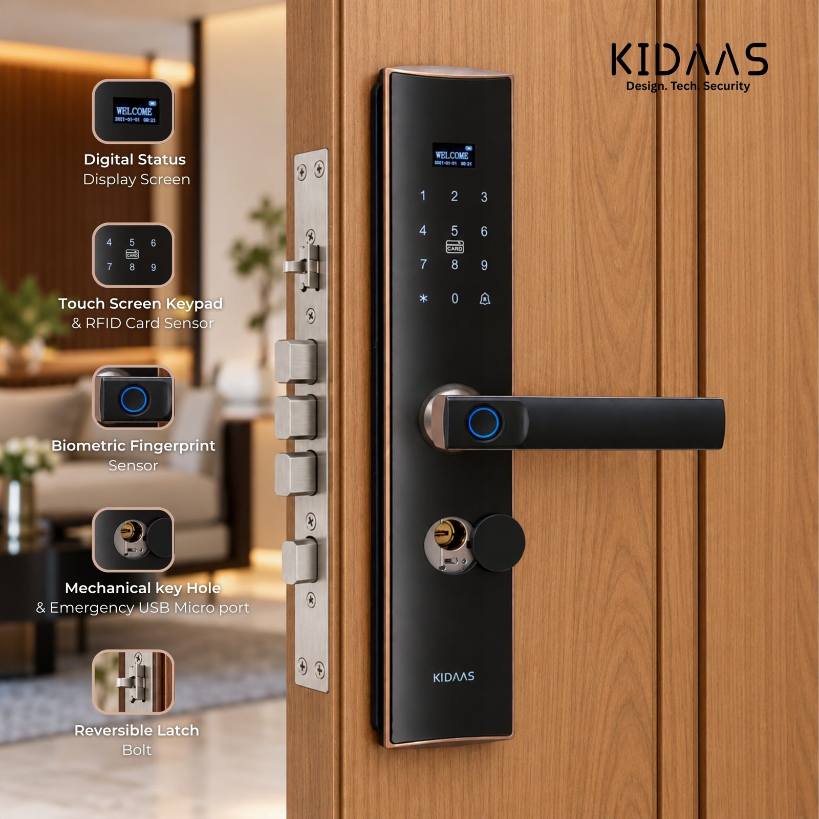 Kidaas Smart Lock A2C Coral gold