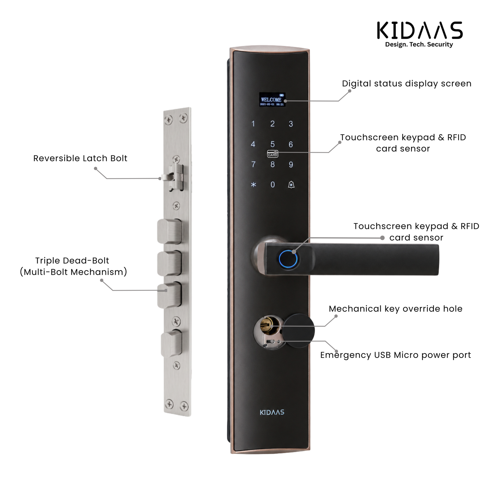 Kidaas Smart Lock A2C Coral gold - Image 4