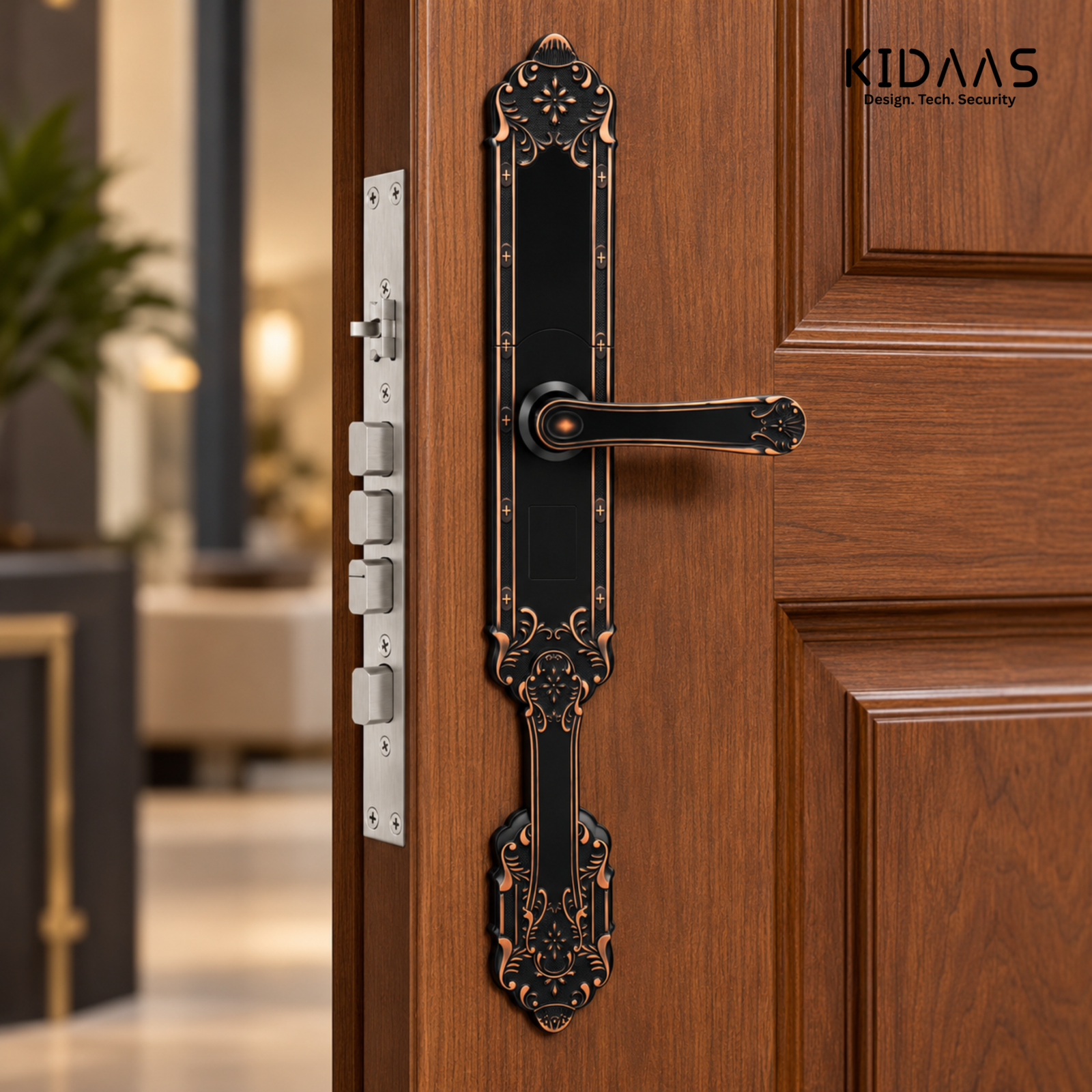 Kidaas Z2 Smart Lock (Copper)– 5-in-1 Keyless Entry (Fingerprint, App, Card, Password, Key)