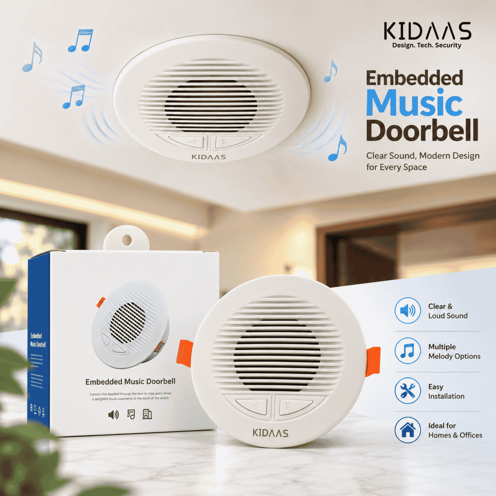 Kidaas Ceiling Door Bell | AC110-250V 50Hz